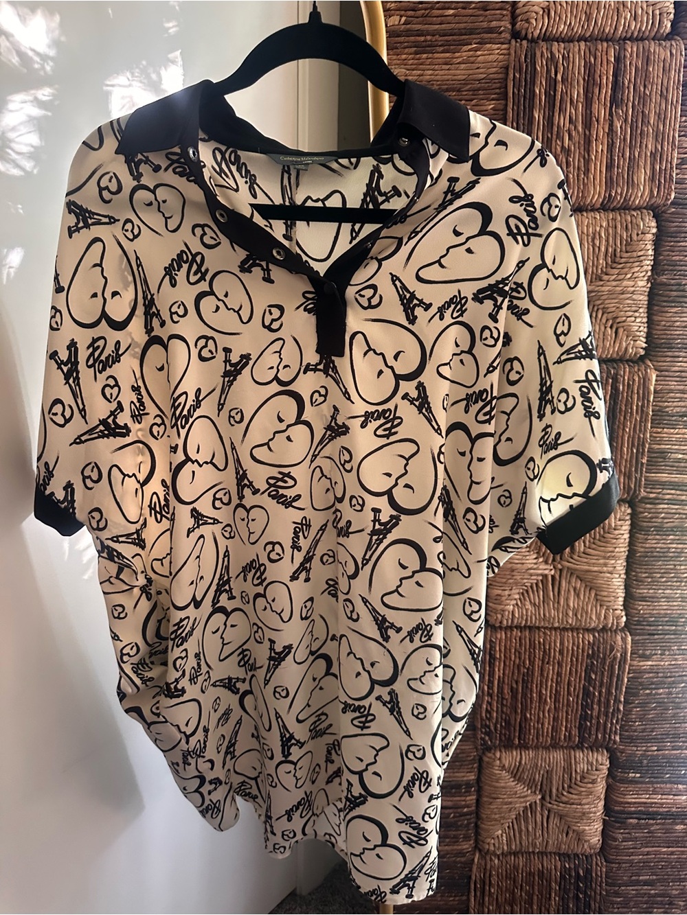 Catherine Malandrino Black & White Heart Print Polo Tunic dress